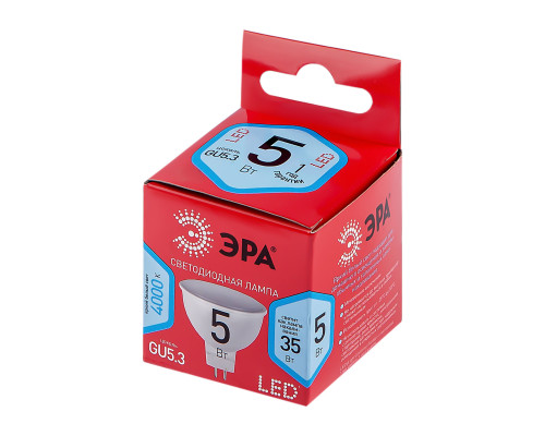 Лампочка светодиодная ЭРА RED LINE LED MR16-5W-840-GU5.3 R GU5.3 5 Вт софит нейтральный белый свет