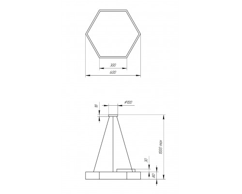 Светильник светодиодный Geometria ЭРА Hexagon SPO-121-B-40K-038 38Вт 4000К 4000Лм IP40 600*600*80 черный подвесной