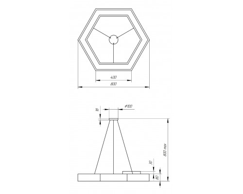 Светильник светодиодный Geometria ЭРА Hexagon SPO-124-B-40K-051 51Вт 4000К 3900Лм IP40 800*800*80 черный подвесной