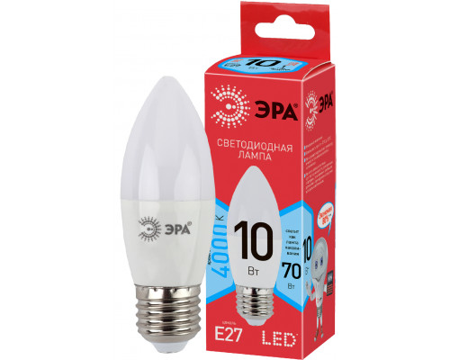 Лампочка светодиодная ЭРА RED LINE LED B35-10W-840-E27 R Е27 / E27 10 Вт свеча нейтральный белый свет