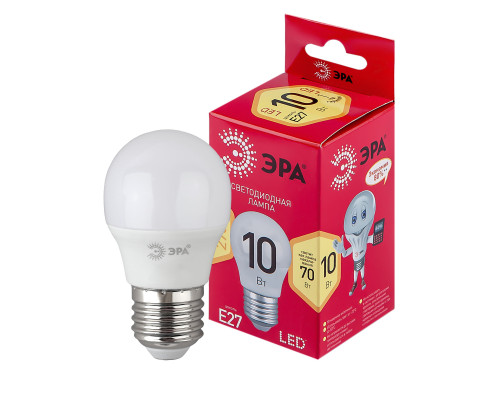 Лампочка светодиодная ЭРА RED LINE LED P45-10W-827-E27 R E27 / Е27 10 Вт шар теплый белый свет