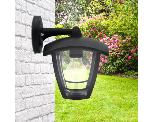 Садово-парковый светильник ЭРА НБУ 07-40-002 Дели 2 черный 4 гранный настенный IP44 Е27 max40Вт