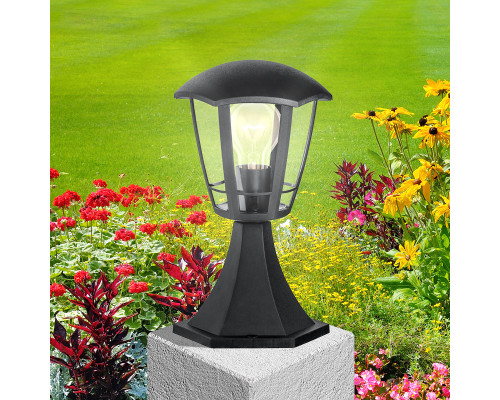 Садово-парковый светильник ЭРА НТУ 07-40-003 Валенсия 1 черный 6 гранный напольный IP44 Е27 max40Вт