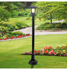 Садово-парковый светильник ЭРА НТУ 07-40-002 Валенсия 4 черный 4 гранный напольный IP44 Е27 max40Вт