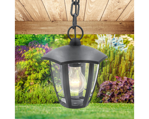 Садово-парковый светильник ЭРА НСУ 07-40-002 Марсель 1 серый 6 гранный подвесной IP44 Е27 max40Вт