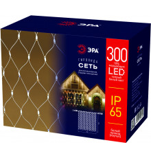 Гирлянда ЭРА ERAPS-SKW1 светодиодная новогодняя сеть 2x3 м тёплый белый свет 300 LED белый каучук