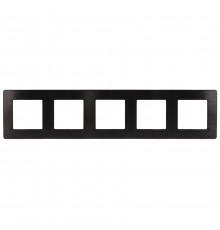 Рамка для розеток и выключателей ЭРА Серия 12 12-5105-06 на 5 постов, Сатин, чёрный