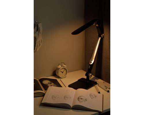 Настольный светильник ЭРА NLED-497-12W-BK светодиодный на струбцине и с основанием черный