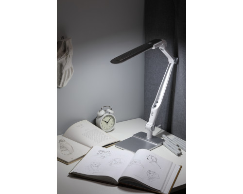 Настольный светильник ЭРА NLED-497-12W-S светодиодный на струбцине и с основанием серебро