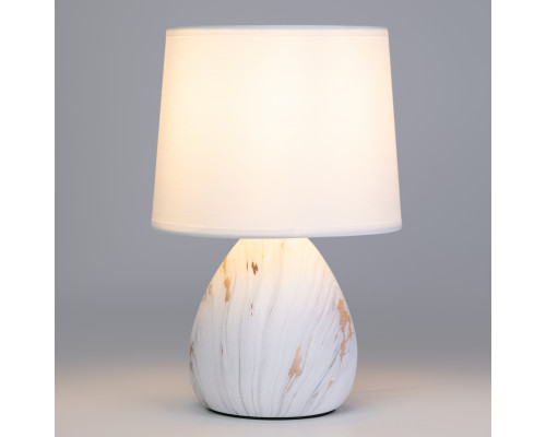 Настольная лампа Rivoli Damaris D7037-501 1 * Е14 40 Вт керамика белая с золотом с абажуром