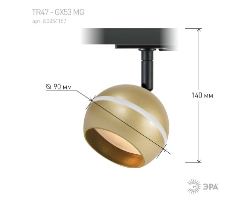 Трековый светильник однофазный ЭРА TR47 - GX53 MG под лампу GX53 матовое золото