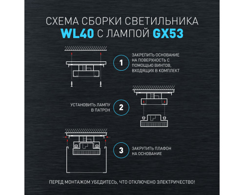 Светильник настенно-потолочный спот ЭРА WL40 BK GX53, черный, IP54