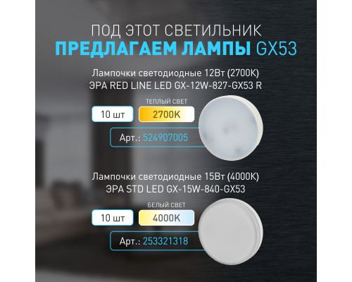 Светильник настенно-потолочный спот ЭРА WL40 WH GX53, белый, IP54