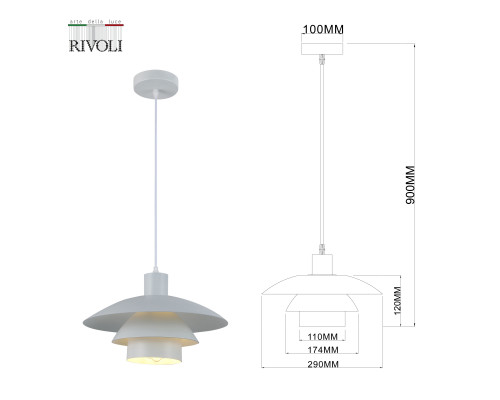 Светильник подвесной (подвес) Rivoli Xenobia 5097-201 1 х Е27 40 Вт лофт - кантри потолочный