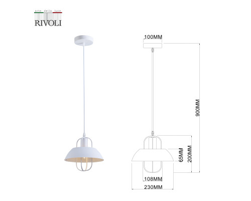 Светильник подвесной (подвес) Rivoli Amelia 5136-201 1 х Е27 40 Вт лофт - кантри потолочный