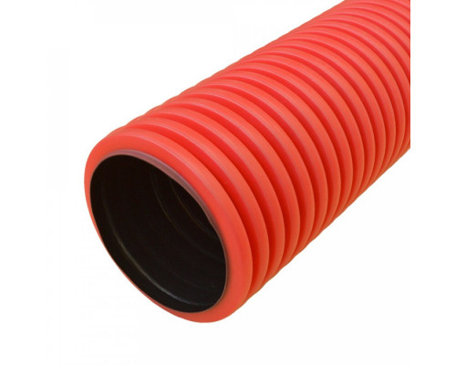 Труба гофрированная двустенная ПНД жесткая тип 450 (SN12) красная d90 мм 5,7м (34,2м/уп) Промрукав