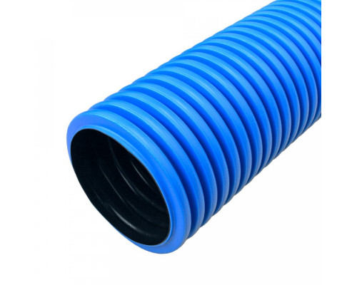 Труба гофрированная двустенная ПНД жесткая тип 450 (SN9) синяя d125 мм 5,7м (34,2м/уп) Промрукав