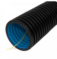 Труба гофрированная двустенная ПНД гибкая тип 450 (SN12) стойкая к ультрафиолету не распространяющая горение с/з черная d110 мм (50м/уп) Промрукав