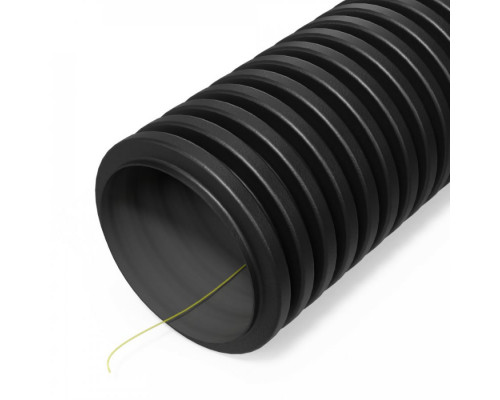 Труба гофрированная двустенная ПНД гибкая тип 450 (SN12) стойкая к ультрафиолету с/з черная d110 мм (50м/уп) Промрукав