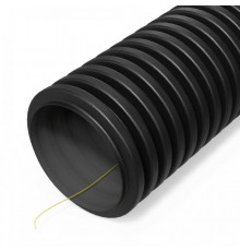 Труба гофрированная двустенная ПНД гибкая тип 450 (SN12) стойкая к ультрафиолету с/з черная d90 мм (50м/уп) Промрукав