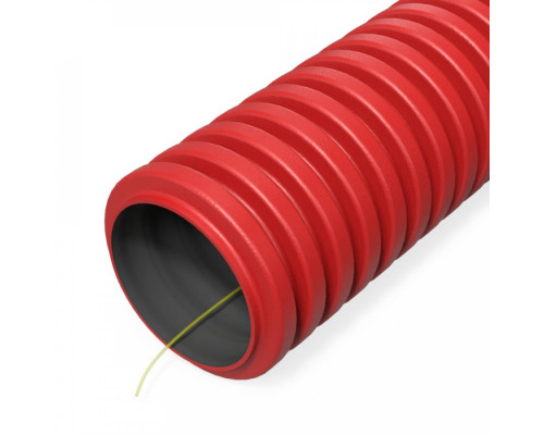 Труба гофрированная двустенная ПНД гибкая тип 450 (SN34) с/з красная d32 мм (150м/уп) Промрукав