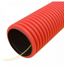 Труба гофрированная двустенная ПНД гибкая тип 750 (SN14) с/з красная d125 мм (50м/уп) Промрукав