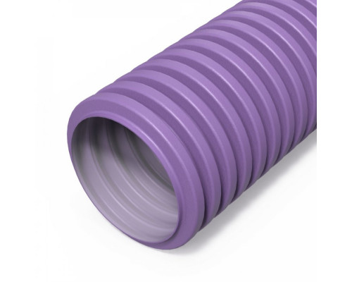 Труба гофрированная двустенная ПНД гибкая вентиляционная фиолетовая (RAL 4005) d63 мм (50м/уп) Промрукав