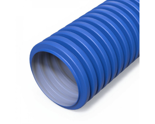Труба гофрированная двустенная ПНД гибкая вентиляционная голубая (RAL 5012) d63 мм (50м/уп) Промрукав