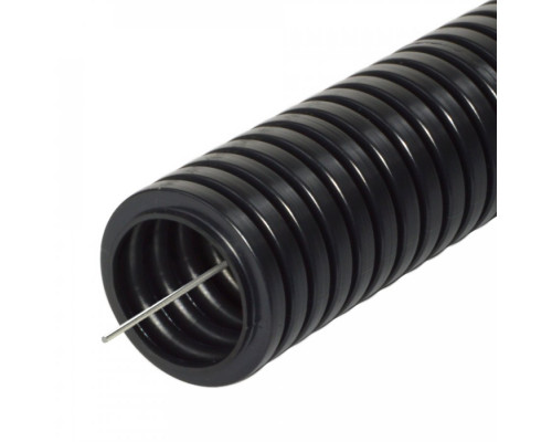 Труба гофрированная ПА безгалогенная (HF) стойкая к ультрафиолету черная с/з d16 мм (100м/5500м уп/пал) Промрукав