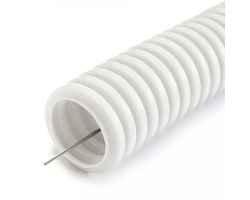 Труба гофрированная ПЛЛ легкая безгалогенная (HF) негорючая (НГ) белая с/з d25 мм (50м/2600м уп/пал) Промрукав