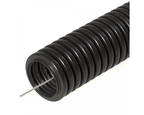 Труба гофрированная ПНД безгалогенная (HF) черная с/з d25 мм (50м/2600м уп/пал) Строитель