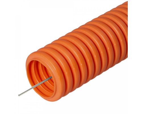 Труба гофрированная ПНД лёгкая 350 Н безгалогенная (HF) оранжевая с/з d16 мм (100м/5500м уп/пал) Промрукав