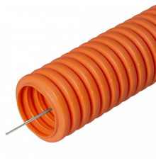 Труба гофрированная ПНД тяжёлая 750 Н безгалогенная (HF) оранжевая с/з d50 мм (15 м/660 м уп/пал) Промрукав