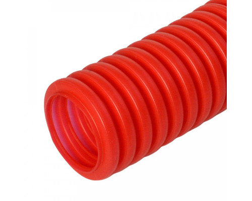 Труба гофрированная ПНД защитная для МПТ (пешель) красная d40/31,2 мм (15м/960м уп/пал) Промрукав