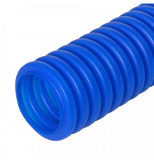 Труба гофрированная ПНД защитная для МПТ (пешель) синяя d25/18,3 мм (50м/2600м уп/пал) Промрукав