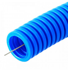 Труба гофрированная ПП лёгкая 350 Н безгалогенная (HF) синяя с/з d20 мм (100м/4800м уп/пал) Промрукав