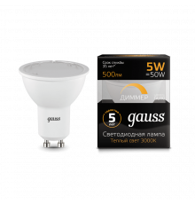 Лампа Gauss LED MR16 GU10-dim 5W 3000K диммируемая