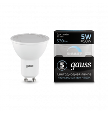 Лампа Gauss LED MR16 GU10-dim 5W 4100K диммируемая