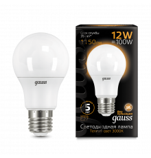 Лампа Gauss LED A60 globe 12W E27 3000K
