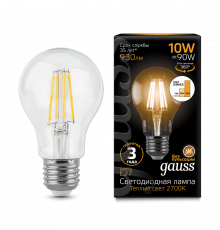 Лампа Gauss LED Filament A60 E27 10W 2700К step dimmable