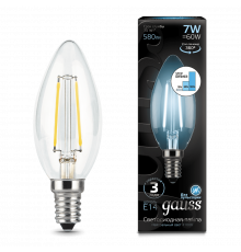 Лампа Gauss LED Filament Candle E14 7W 4100К step dimmable