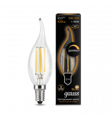 Лампа Gauss LED Filament Candle tailed dimmable E14 5W 2700K