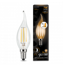 Лампа Gauss LED Filament Candle tailed E14 7W 2700K step dimmable