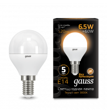 Лампа Gauss LED Globe E14 6.5W 2700K