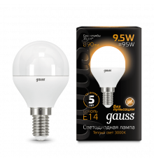 Лампа Gauss LED Globe E14 9.5W 3000K