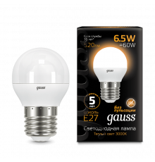 Лампа Gauss LED Globe E27 6.5W 2700K