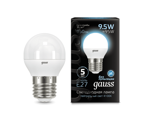 Лампа Gauss LED Globe E27 9.5W 4100K