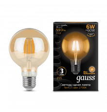 Лампа Gauss LED Filament G95 E27 6W Golden 2400K