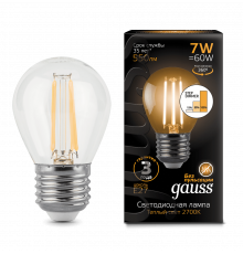 Лампа Gauss LED Filament Globe E27 7W 2700K step dimmable