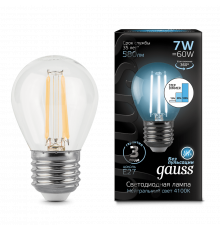 Лампа Gauss LED Filament Globe E27 7W 4100K step dimmable